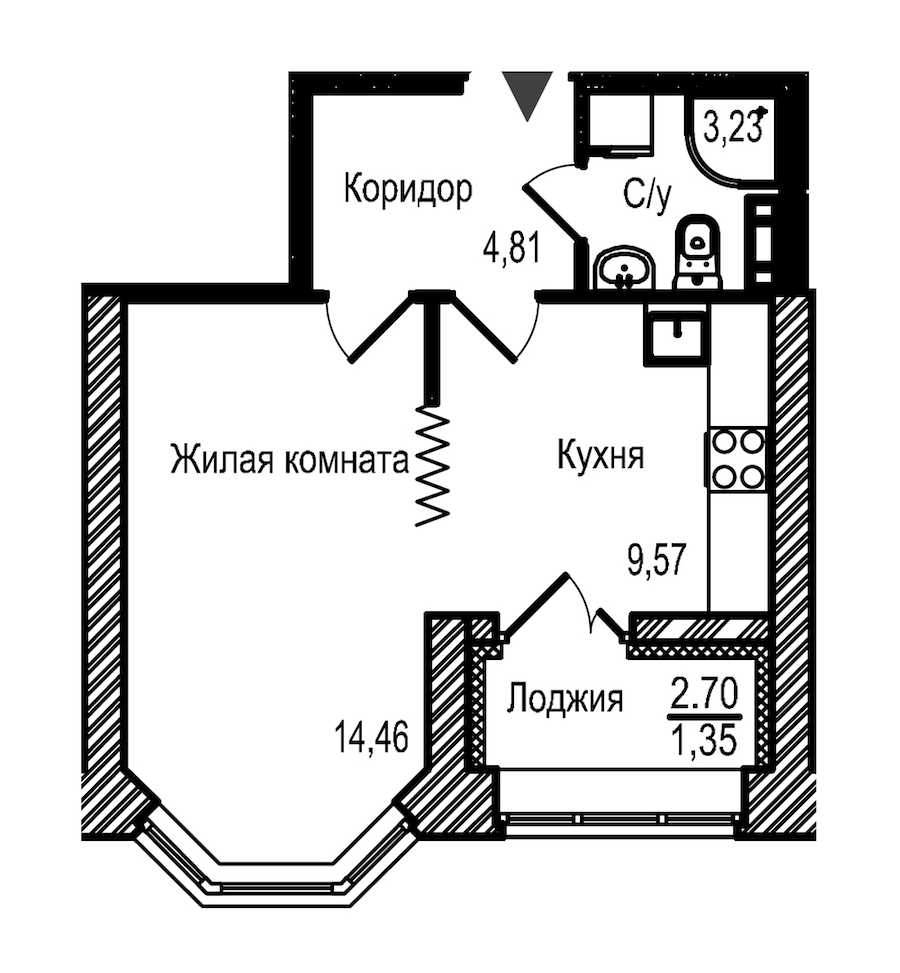 Однокомнатная квартира в Строительный трест: площадь 33.42 м2 , этаж: 12 – купить в Санкт-Петербурге